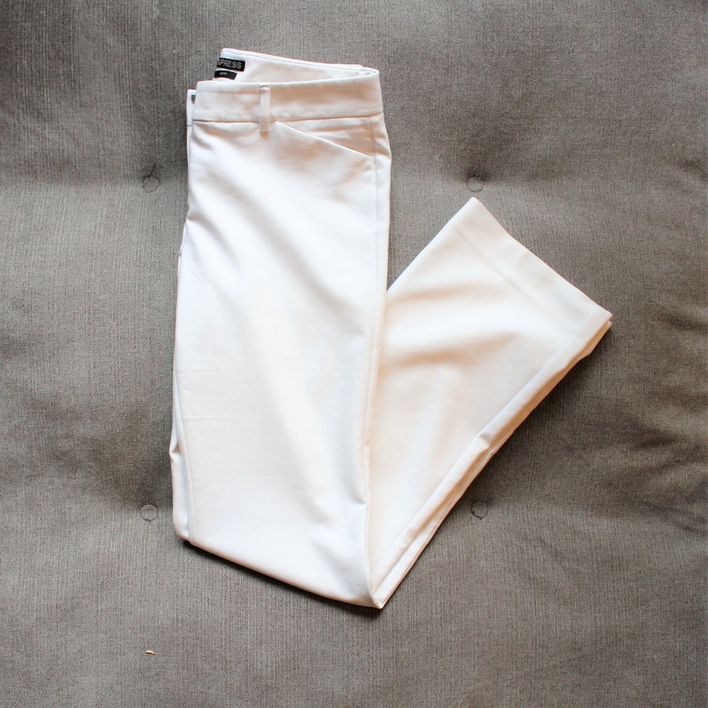 Express White Mid Rise Editor Trouser Pant